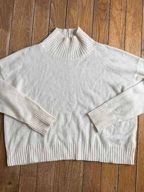 Free People 100% Cashmere Poppy Mock Neck Cropped Sweater Ivory Medium  This swe